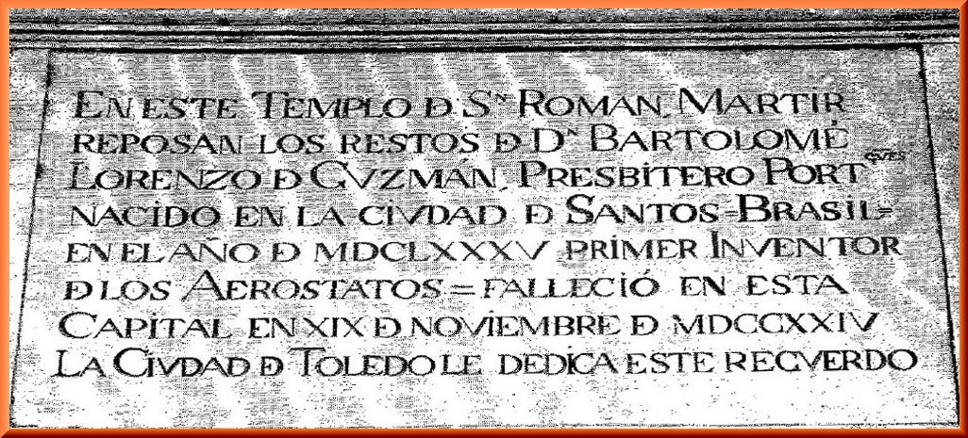 Inscripción dedicada a Lorenzo de Guzmán en el pórtico de la iglesia de San Román publicada por Blanco y Negro en 1926. 