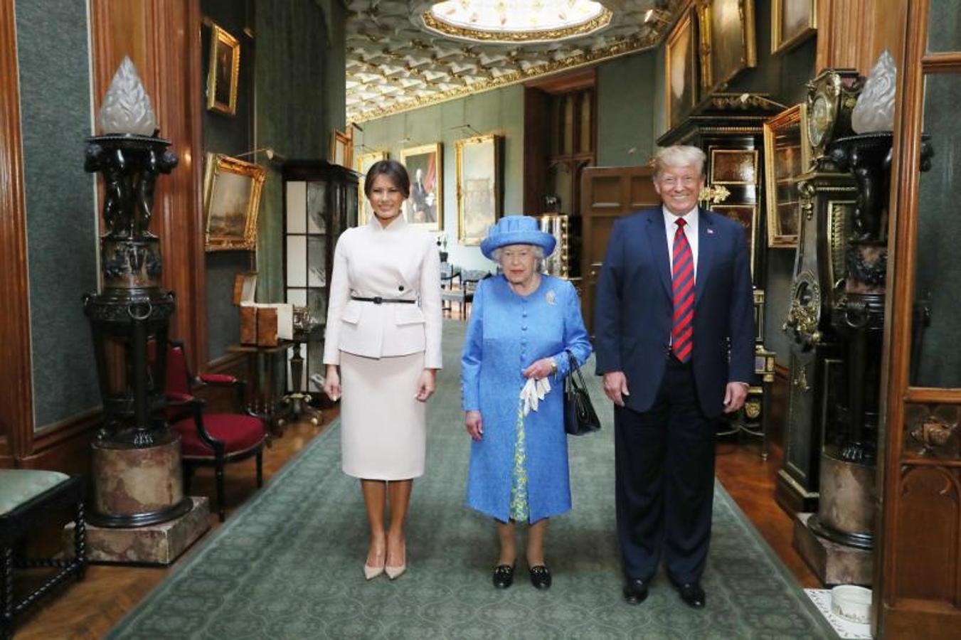 Los presidentes de la Reina. El presidente de los EE. UU, Donald Trump, y la primera dama, Melania Trump, se reunieron el año pasado por primera vez con la Reina británica en Windsor Castle. Estos días se han vuelto a encontrar.