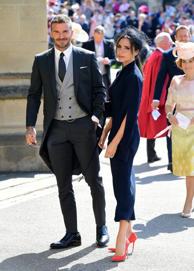 David y Victoria Beckham. El día de la boda del Príncipe Harry y Meghan Markle en 2018
