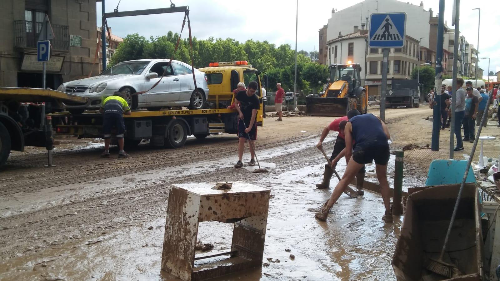 El día después de las inundaciones de Tafalla, en imágenes