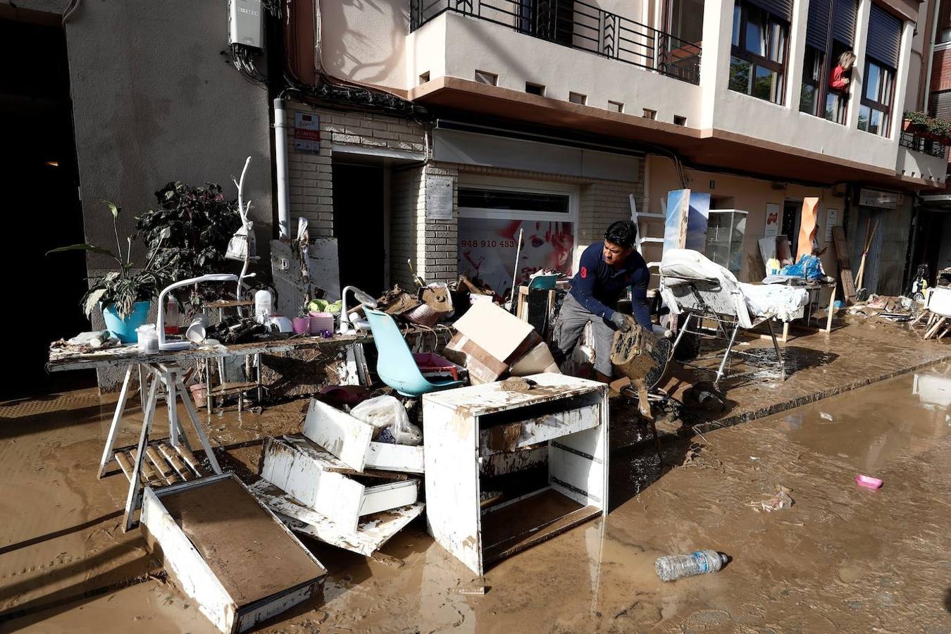 El día después de las inundaciones de Tafalla, en imágenes