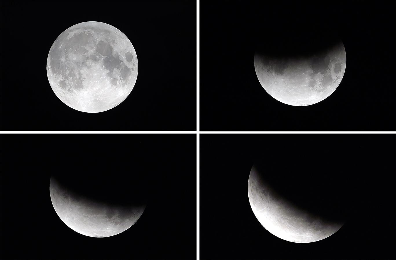 Diferentes fases del eclipse parcial visto desde Islamabad (Pakistán).. 