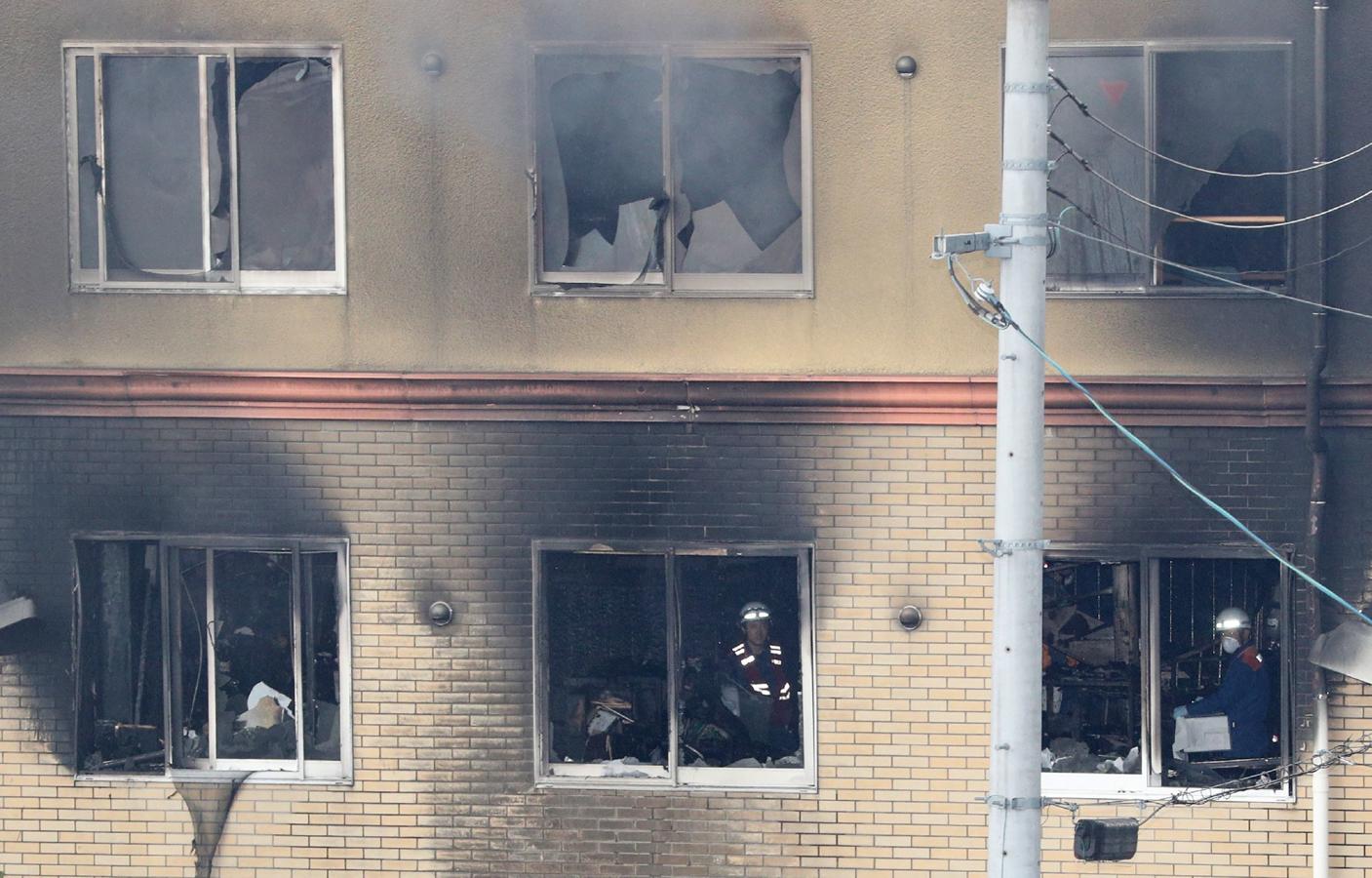 Las imágenes del incendio provocado en unos estudios de animación en Japón