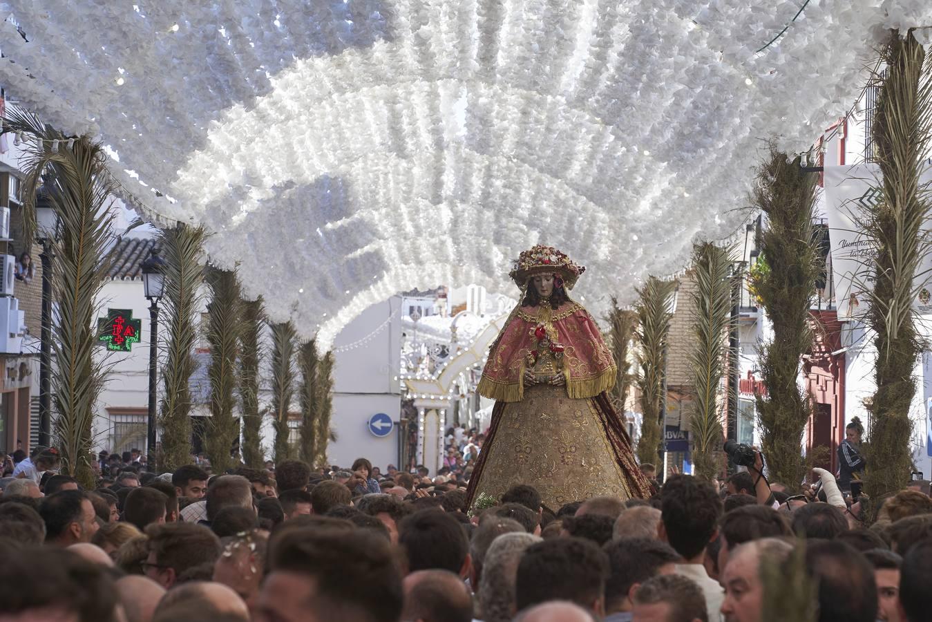 En imágenes, la llegada de la Virgen del Rocío a la parroquia almonteña