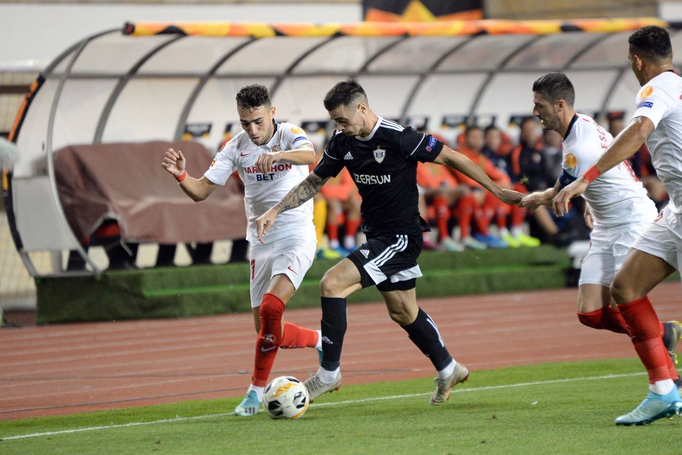 Las mejores imágenes del Qarabag - Sevilla Fútbol Club en Bakú (0-3)