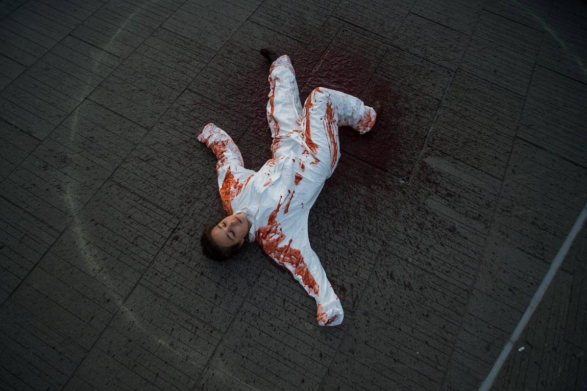 Una activista en Budapest, Hungría.. 