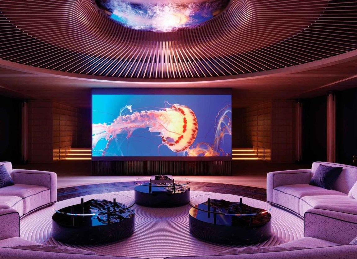 Aqua. El lounge será un espacio circular con capacidad para 14 personas que está diseñado tanto como para reuniones distendidas como para reconvertirse en sala de cine