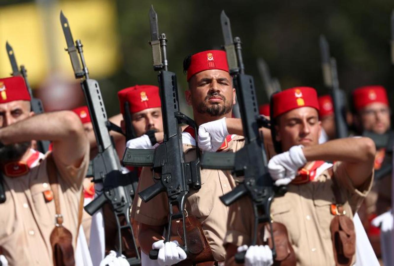 El Grupo de Regulares de Melilla durante el desfile. 