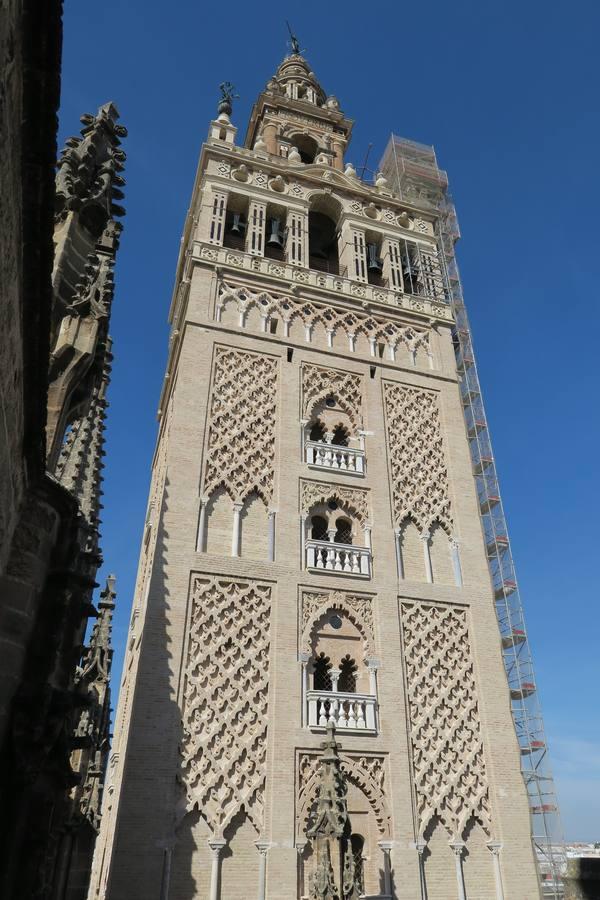 Fotogalería: la Giralda de Sevilla recupera su color original