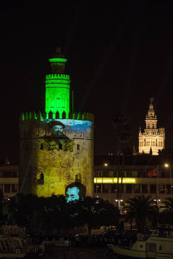 En imágenes, el mapping sobre la Torre del Oro