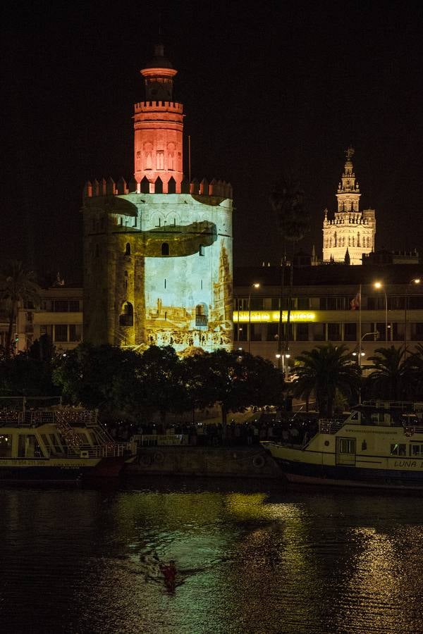 En imágenes, el mapping sobre la Torre del Oro