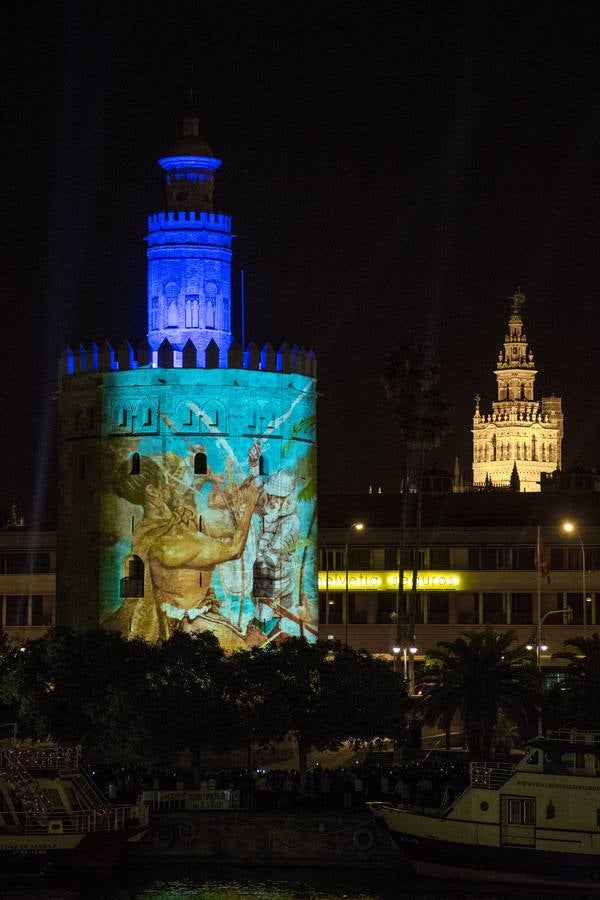 En imágenes, el mapping sobre la Torre del Oro