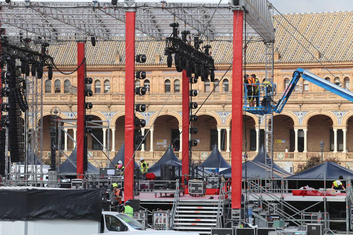 Los preparativos para el concierto de Green Day en Sevilla