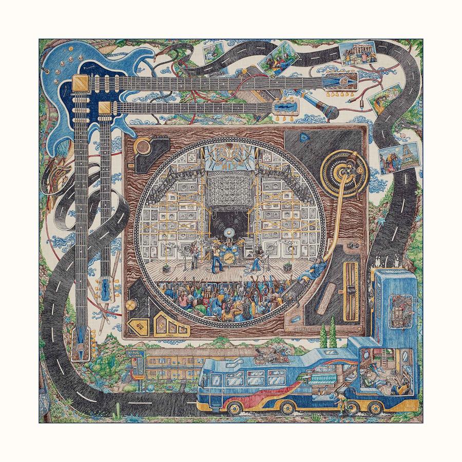 CArré de cachemira y seda con estampado creado por Elias Kafouros (945€)