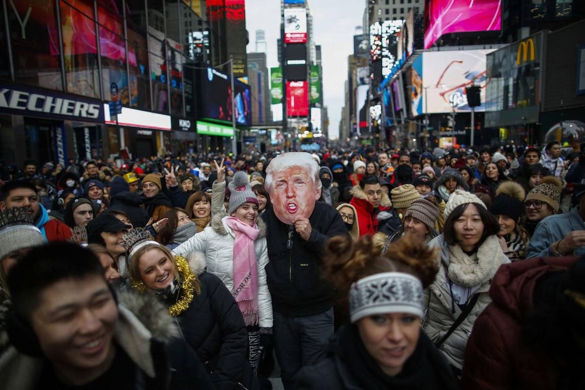 Nueva York. Times Square, lugar de concentración de los neoyorquinos para despedir 2019