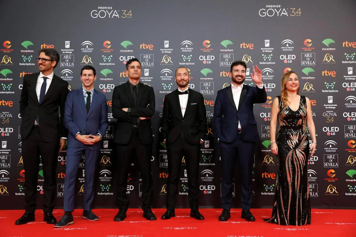 Los nominados a "Mejor Cortometraje Documental" a su llegada a la gala de entrega de los Premios Goya 2020