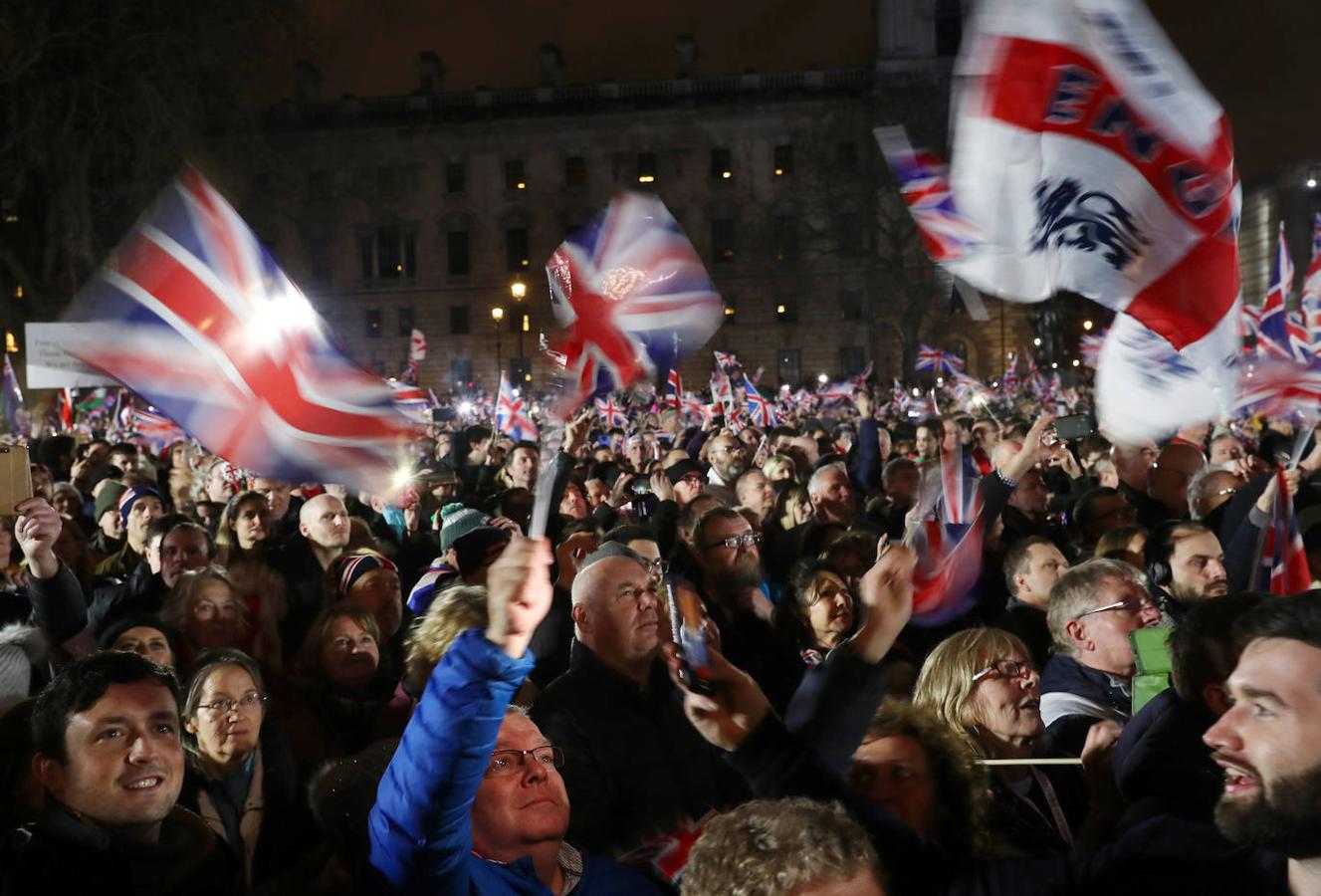 Celebraciones después de que Reino Unido abandonase la UE. 