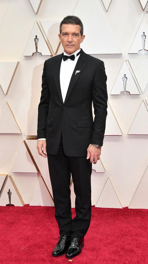 Antonio Banderas. Aunque no se llevó a casa el deseado galardón por <a href="https://www.abc.es/play/cine/oscars/abci-oscar-2020-mucha-dolor-y-poca-gloria-mala-suerte-espanoles-oscar-202002100736_noticia.html" target="_blank">su actuación en Dolor y Gloria</a>, el actor malagueño cumplió a la perfección en cuanto a normas estilísticas se refiere. Para la ocasión, Banderas apostó por una elegante opción de Dior Men con esmoquin en color negro de lana y solapa de seda, camisa blanca de algodón con cuello y una pajarita de seda negra. El esmoquin, una opción clásica pero sin riesgo de error, que en este caso el actor diferenció con una joya en la solapa y un reloj modelo Octo Finissimo de Bulgari en la muñeca.