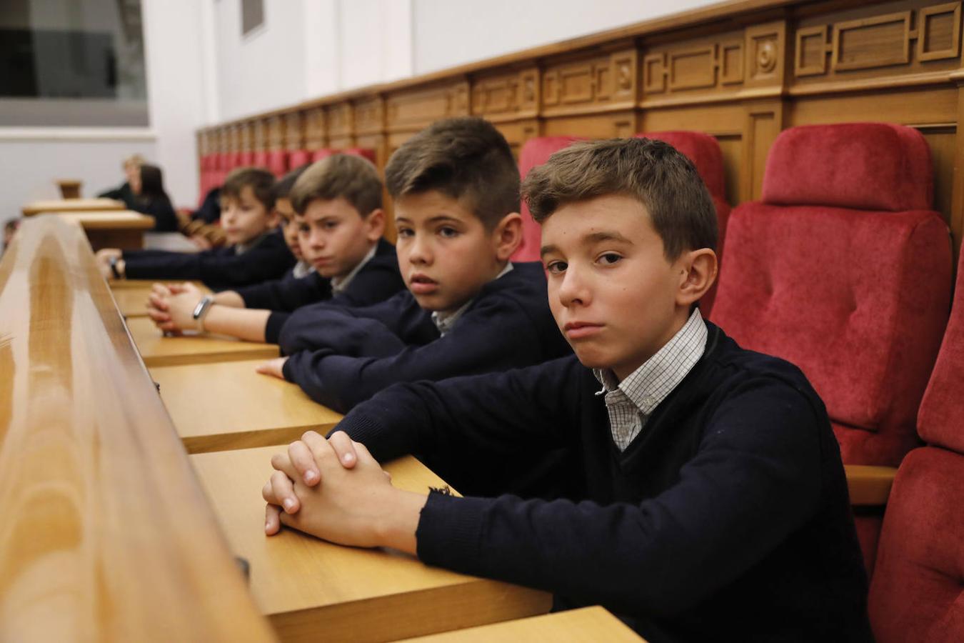 En imágenes: los alumnos del colegio San Patricio toman la palabra en las Cortes