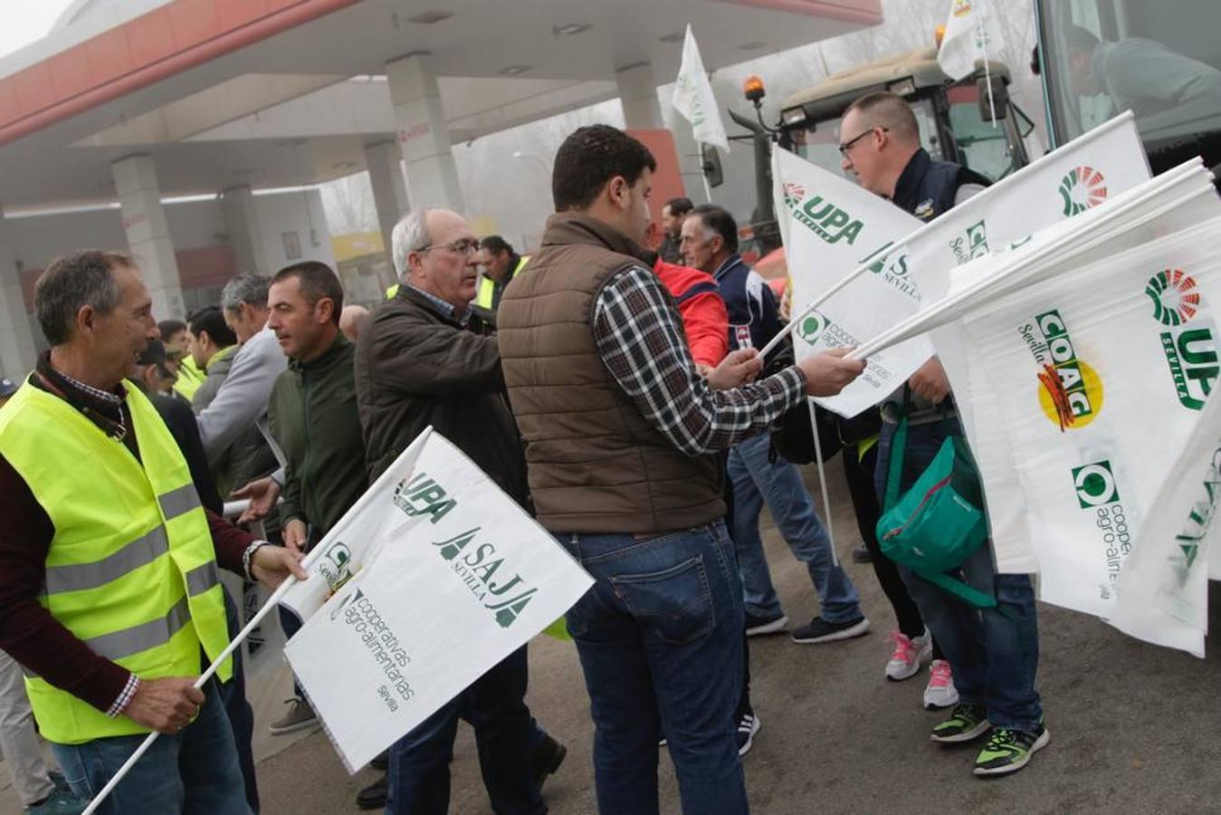 En imágenes, la tractorada de agricultores en la autovía A-4