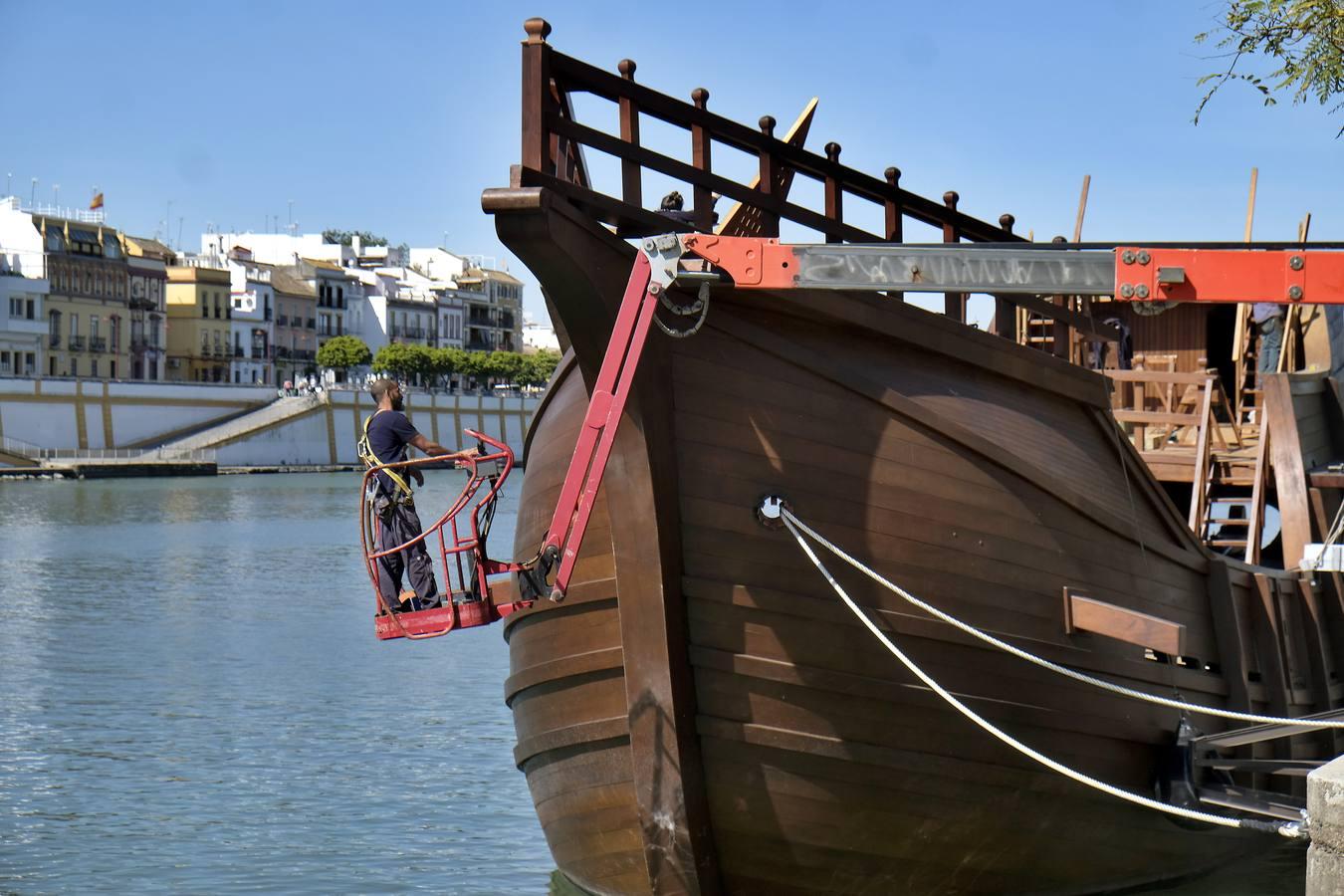 Las imágenes de la réplica de la Nao Victoria 500 en el Guadalquivir