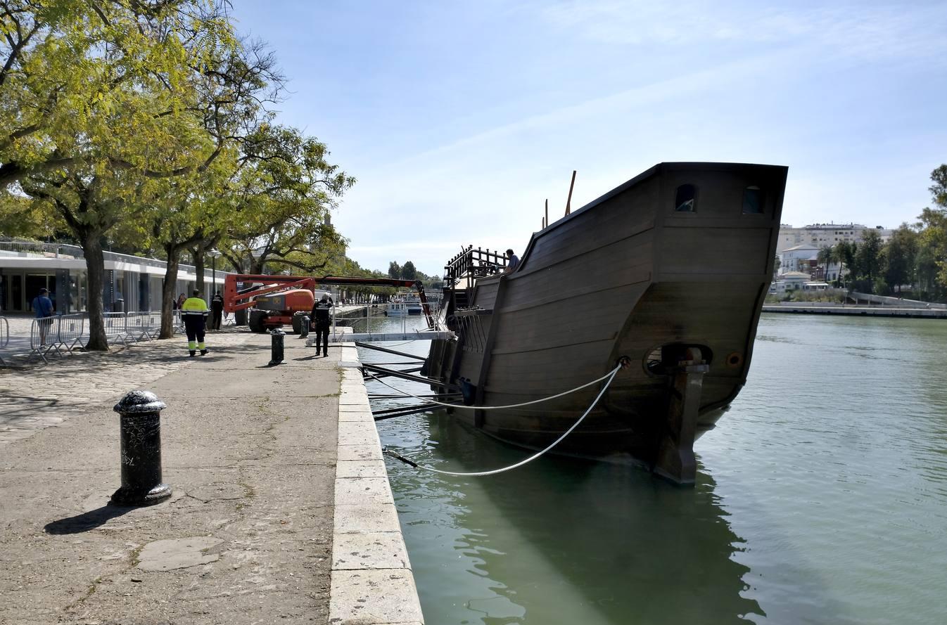 Las imágenes de la réplica de la Nao Victoria 500 en el Guadalquivir