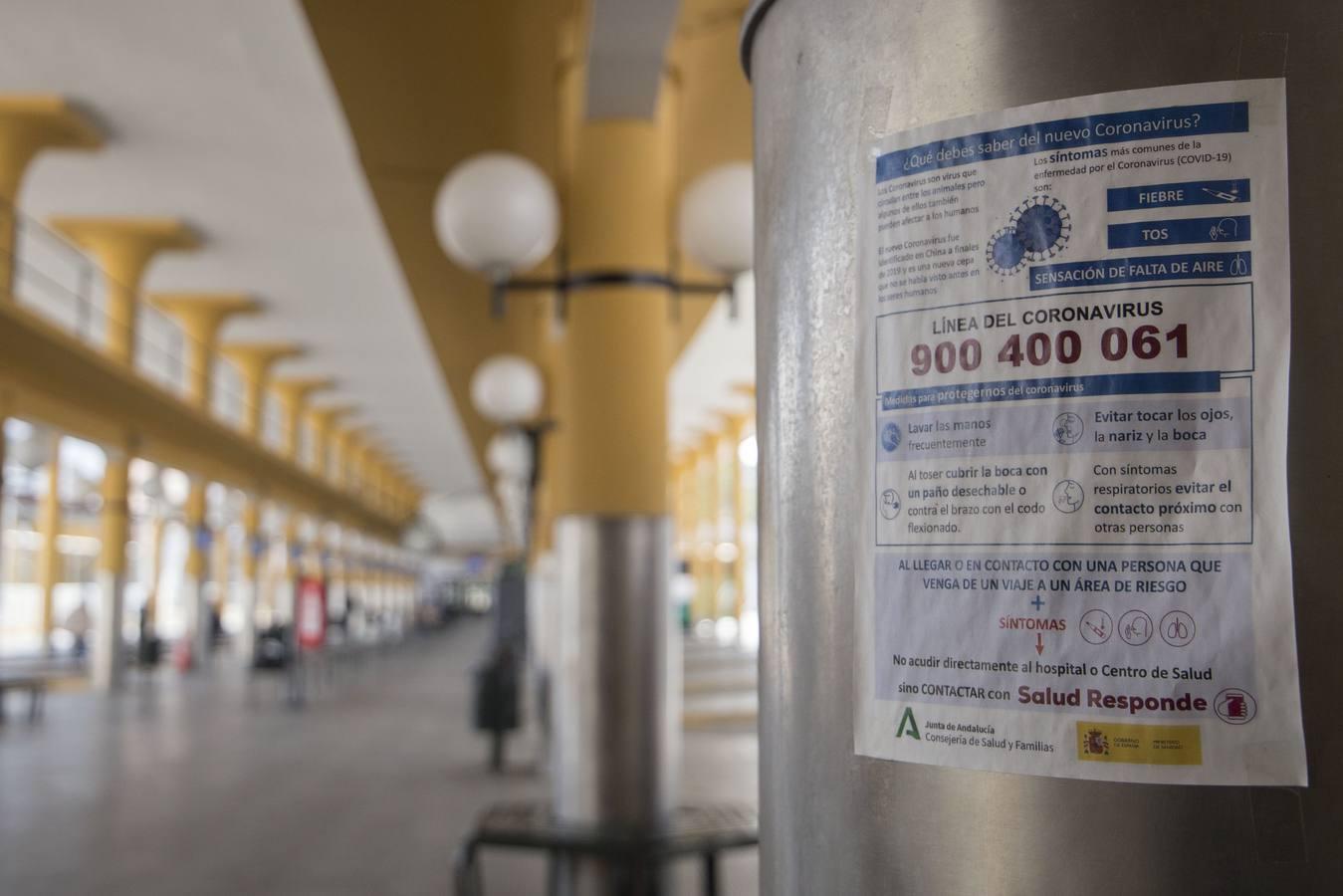 Coronavirus en Sevilla: en imágenes, las estaciones de autobuses durante el estado de alarma