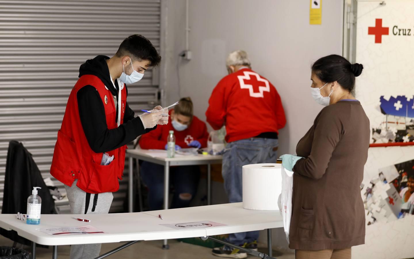 El reparto de vales de alimentos de Cruz Roja de Córdoba, en imágenes