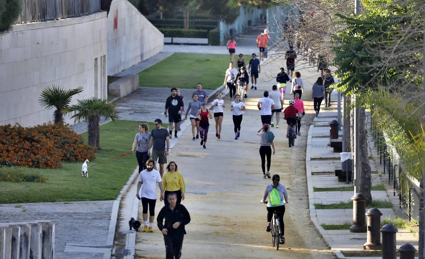 Desescalada Sevilla: Miles de sevillanos toman las calles para hacer deporte