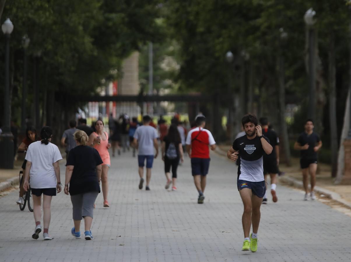 Deportistas y paseantes toman las calles de una Sevilla desescalada