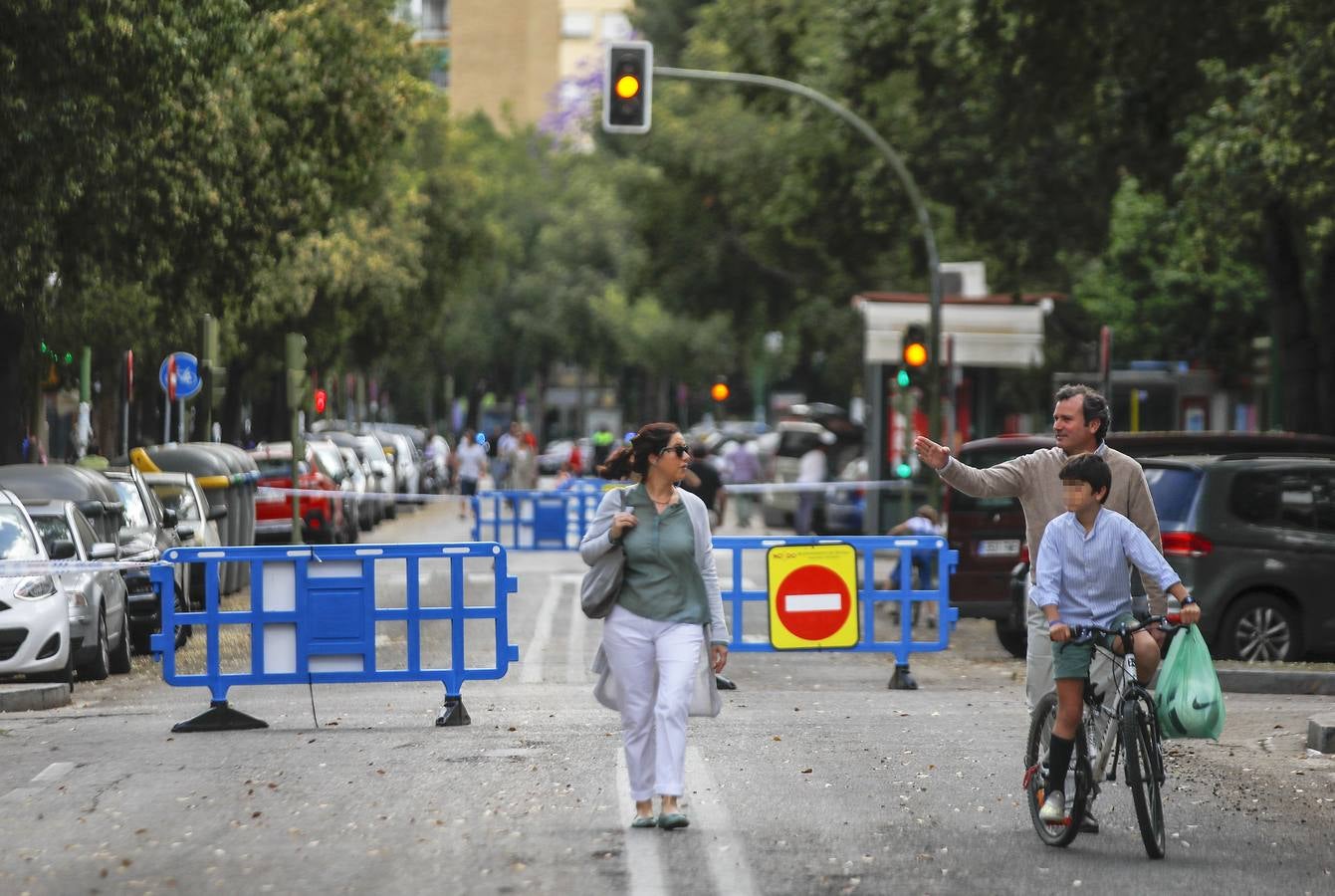 «Buen funcionamiento» del primer día de peatonalización de grandes vías en Sevilla