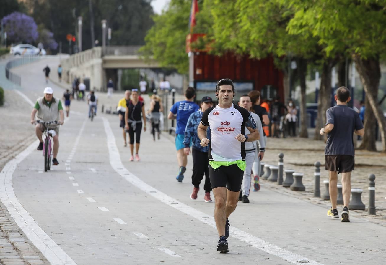 Sevilla, tomada por paseantes y deportistas