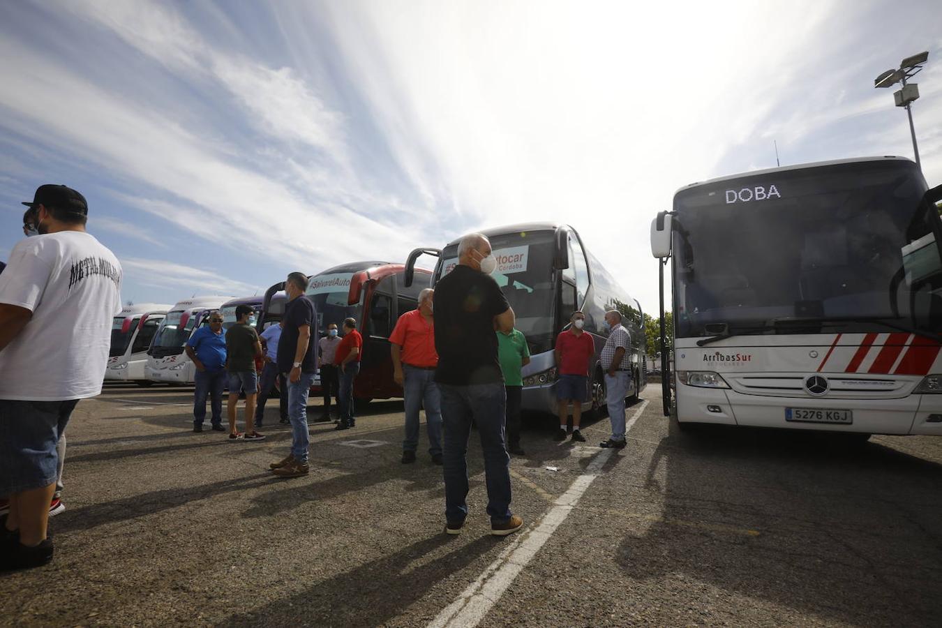 La caravana de autobuses de Córdoba, en imágenes