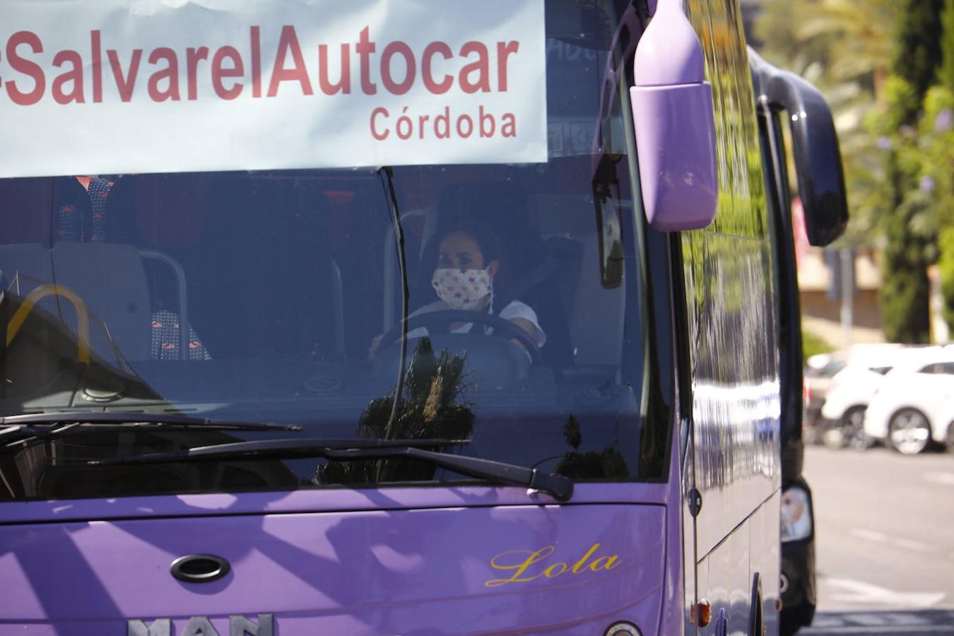 La caravana de autobuses de Córdoba, en imágenes