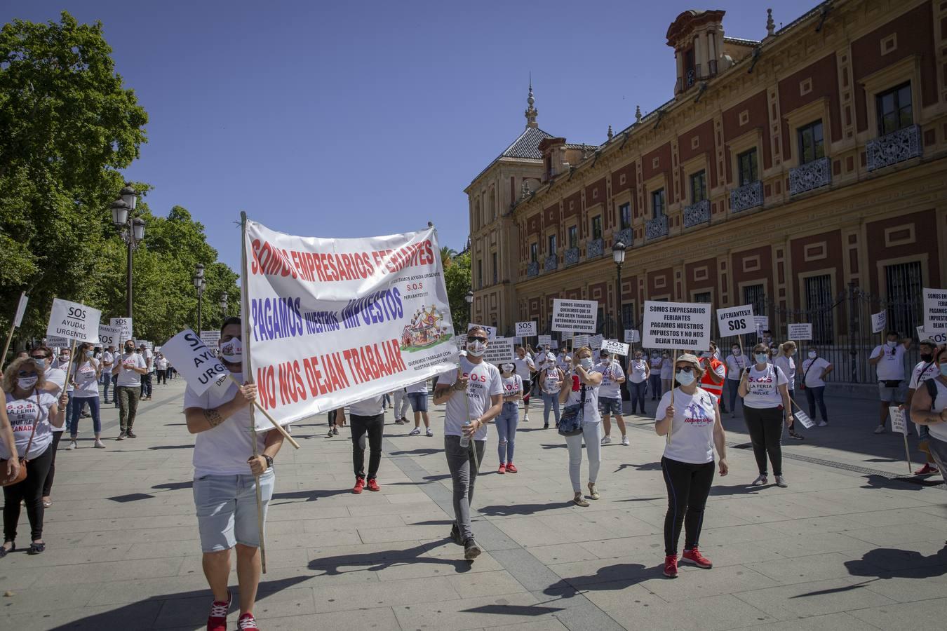 Los feriantes continúan con sus protestas en Sevilla