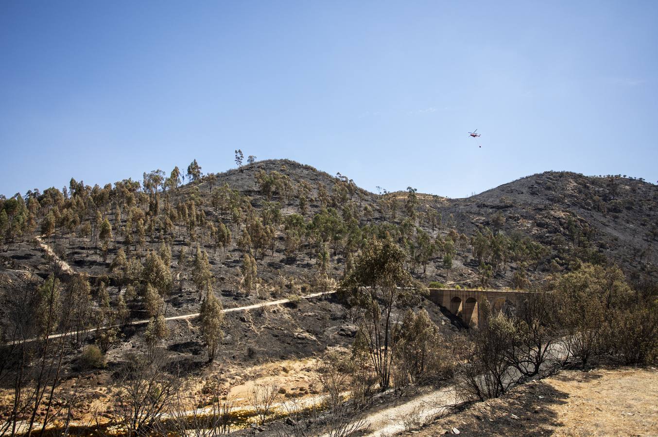 Incendio en la Sierra de Huelva: en imágenes, el día después de un fuego devastador