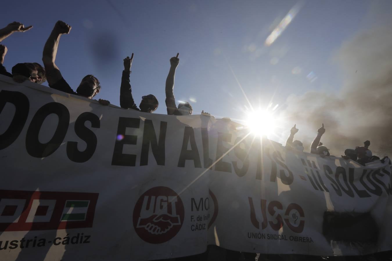 Las protestas en la factoría Alestis de Puerto Real