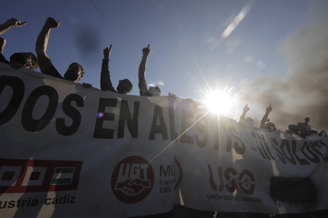 Las protestas en la factoría Alestis de Puerto Real