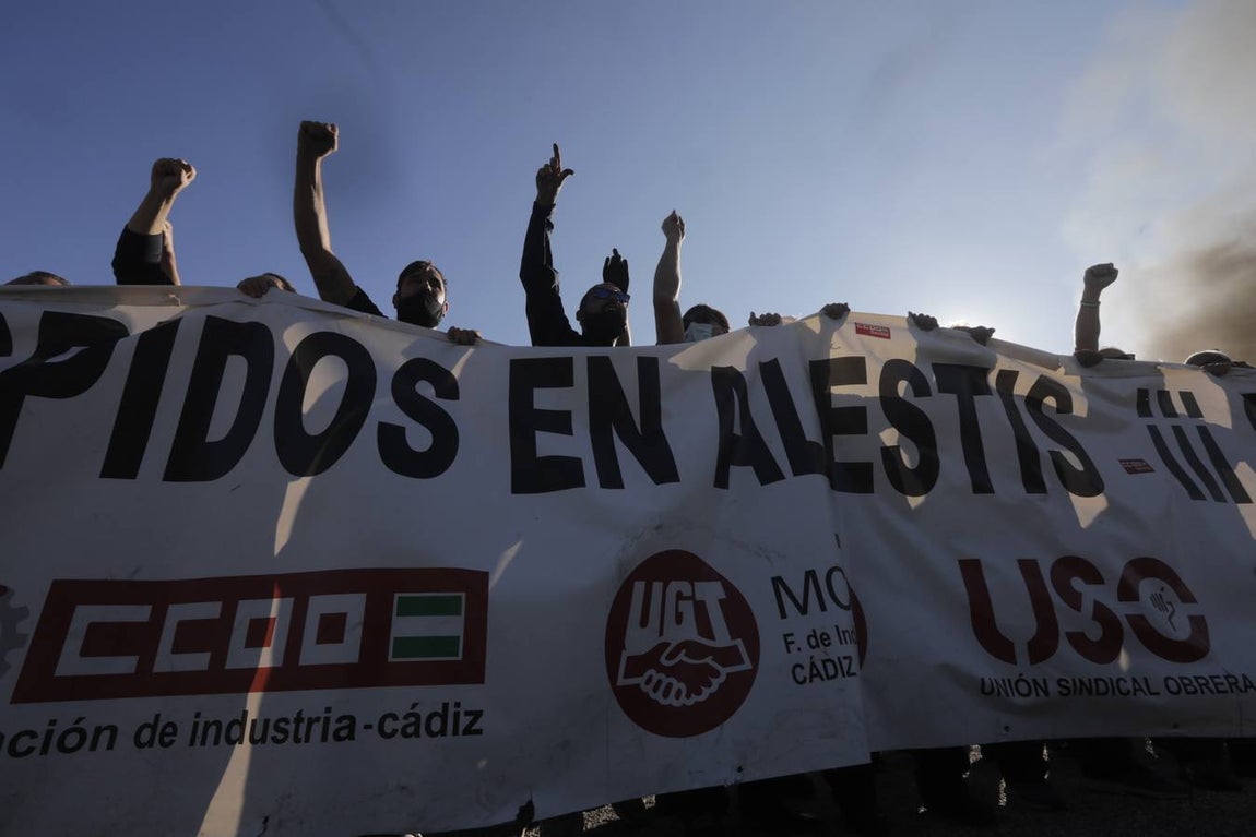 Las protestas en la factoría Alestis de Puerto Real