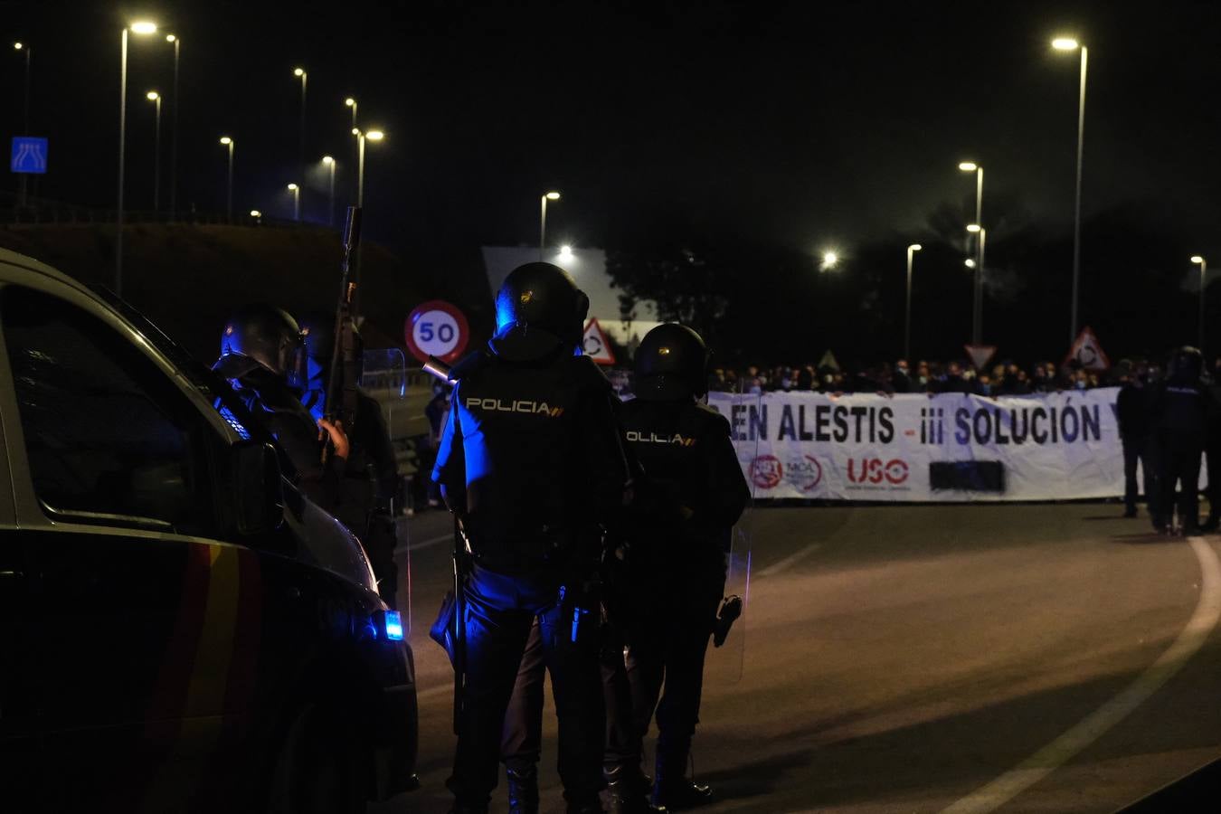 Tercer día de huelga de los trabajadores de Alestis en Cádiz