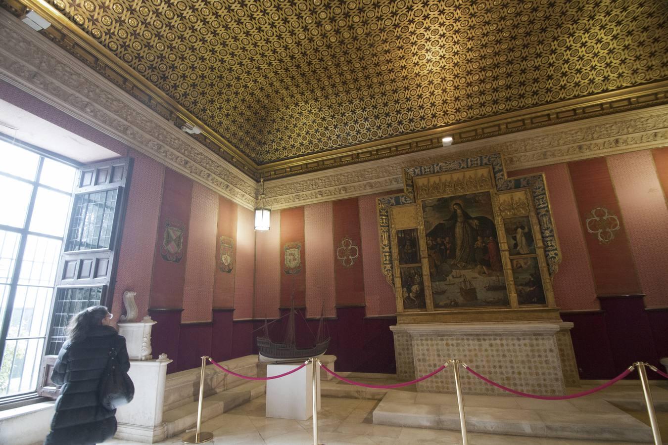 Salón del Almirante del Alcázar de Sevilla donde se encuentra la Virgen de los Navegantes