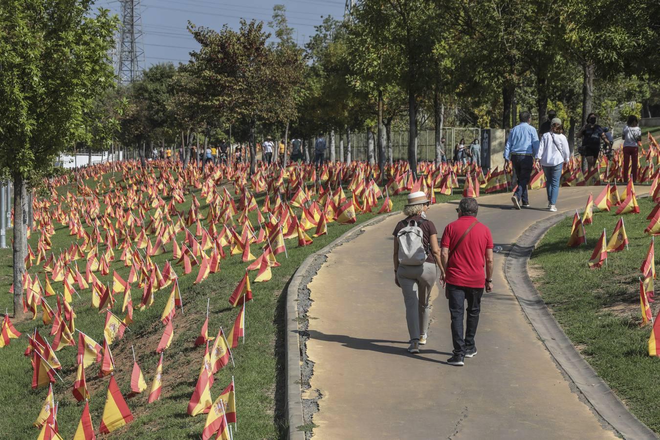 En imágenes, 53.000 banderas de España en Sevilla para homenajear a las víctimas del coronavirus