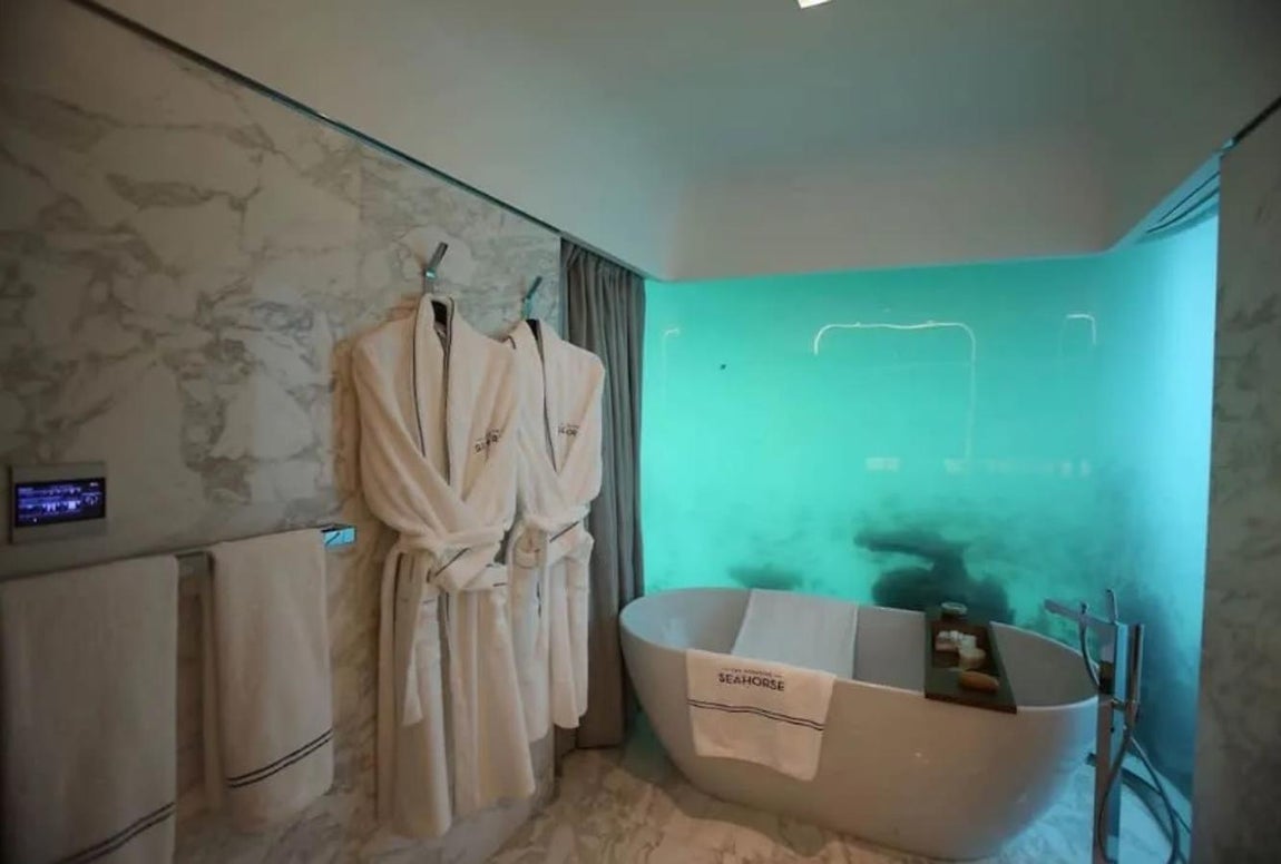 "The heart of Europe", las casas de lujo flotantes de Dubái. Incluso los baños presentan un gran lujo: poder observar la gran barrera de coral artificial en un relajante jacuzzi. ¿Alguien da más?