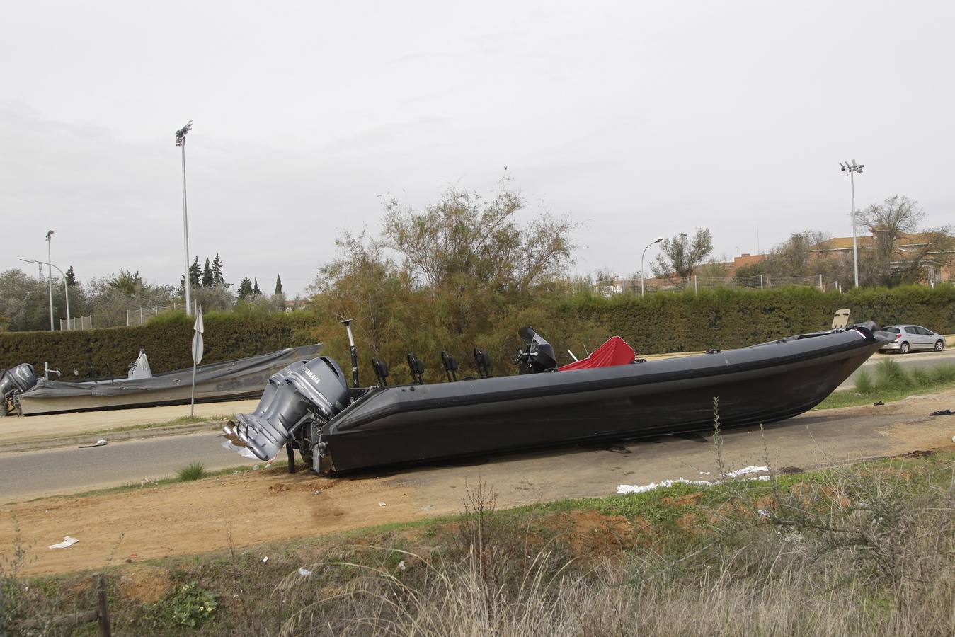 Las imágenes de las narcolanchas junto a la Comandancia de Sevilla