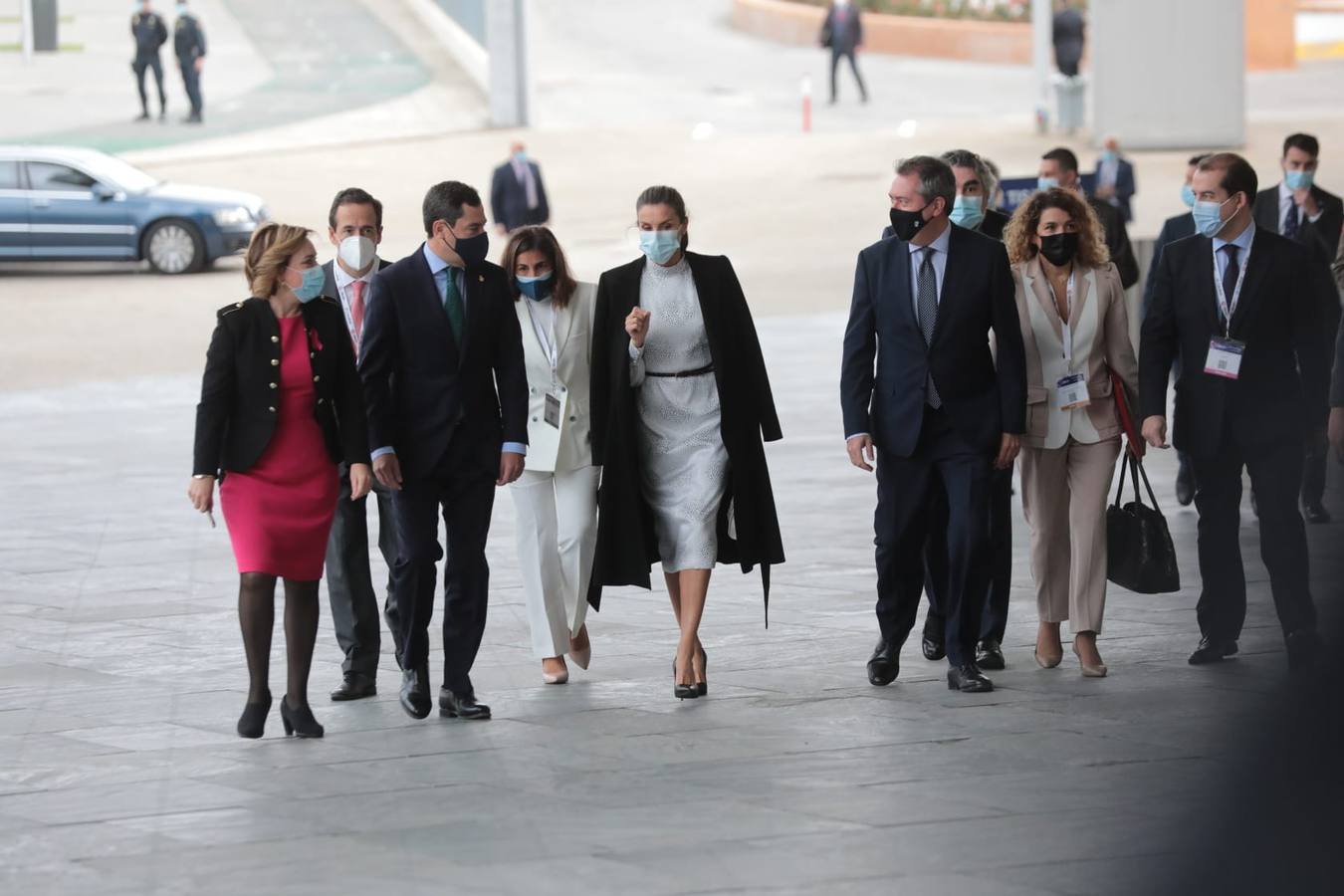 La llegada de la Reina Letizia a la inauguración del congreso de turismo en Sevilla