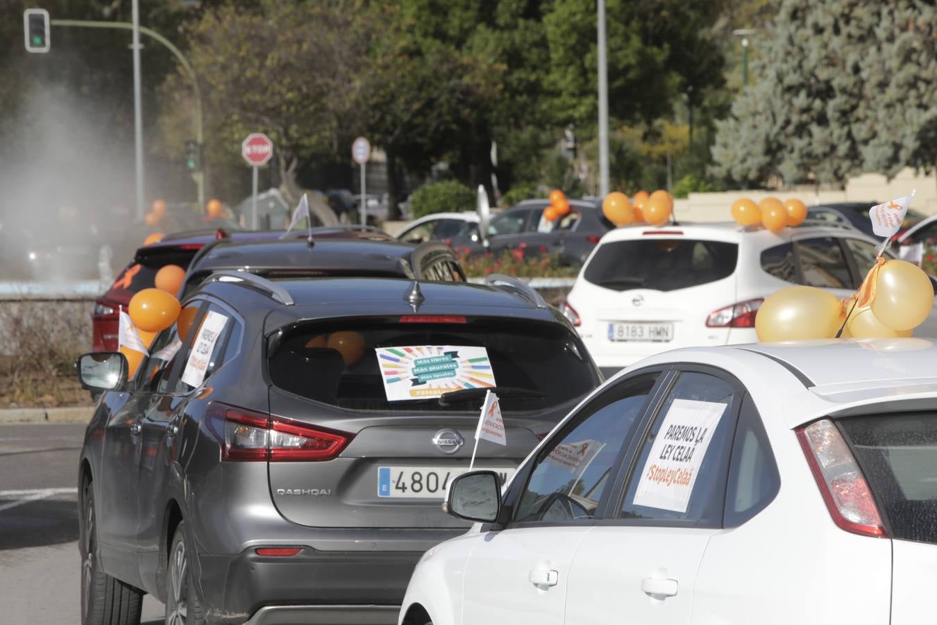 Caravana de coches contra la Ley Celaá en Jerez