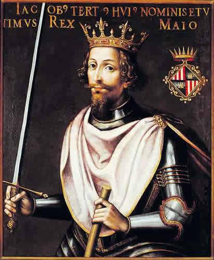 Jaime III «el Temerario». Rey de Mallorca designado a los 9 años por su tío Sancho que moría sin descendencia. Cuando en 1335 es coronado, el reino se encuentra arruinado y se sumeron do epidemias en 1331 y 1333. Fue a la guerra con el Rey de Aragón a Génova, algo que empeoró la situación. En mayo de 1341, Pedro el Ceremonioso conquista Mallorca, en 1345 el Rosellón y la Cerdaña. El Temerario difícilmente podría escapar a su destino, ni a su mote. Aunque después de algunas tribulaciones desembarcó en Mallorca para intentar recuperar el reino, fue derrotado y muerto en la batalla de Llucmajor (25 de octubre de 1349). En 1905 los restos del rey fueron devueltos a la isla de Mallorca por la intervención personal de Alfonso XIII.. 