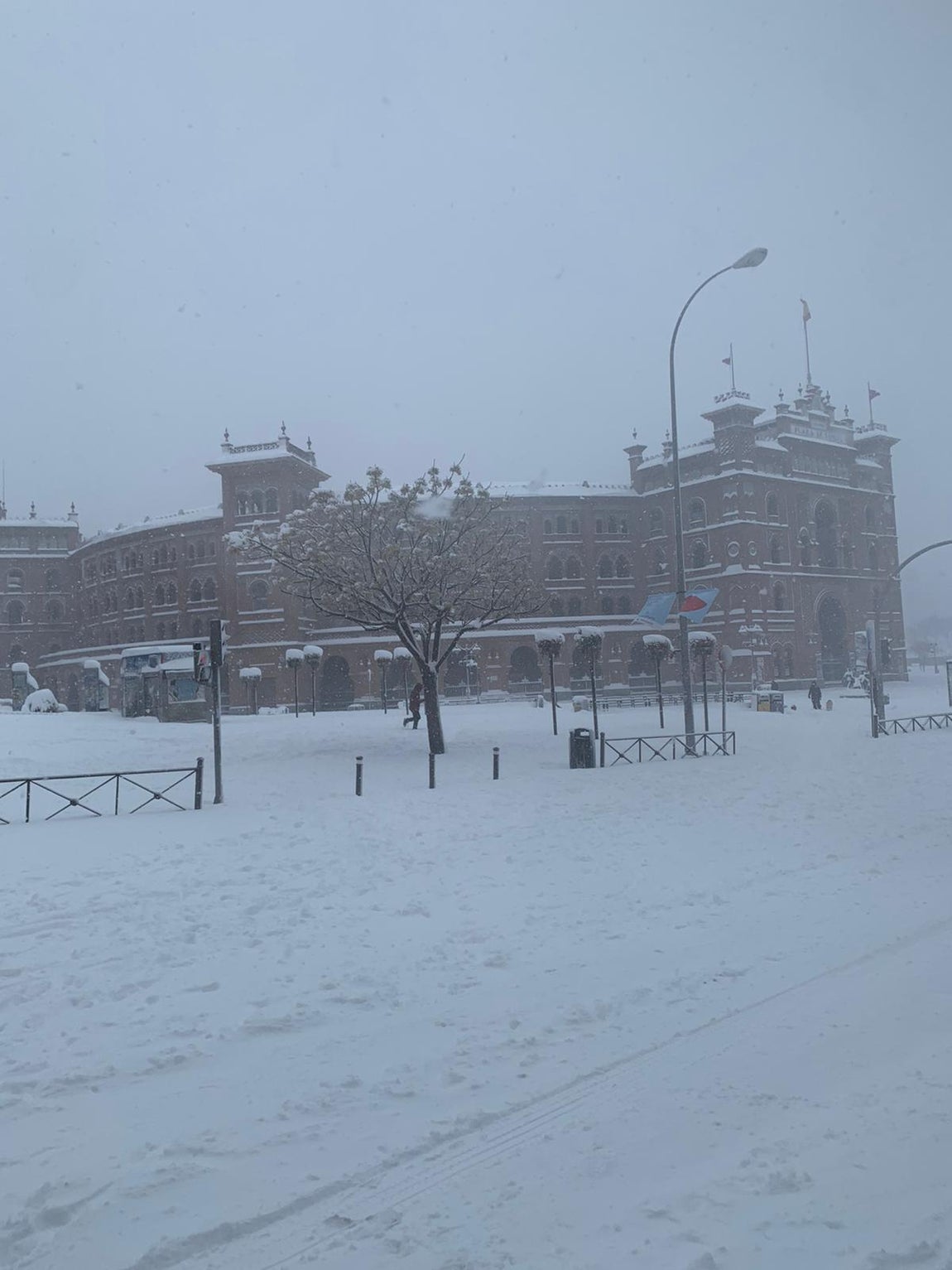La plaza de toros de Las Ventas (Madrid), tras el paso de la borrasca Filomena. 