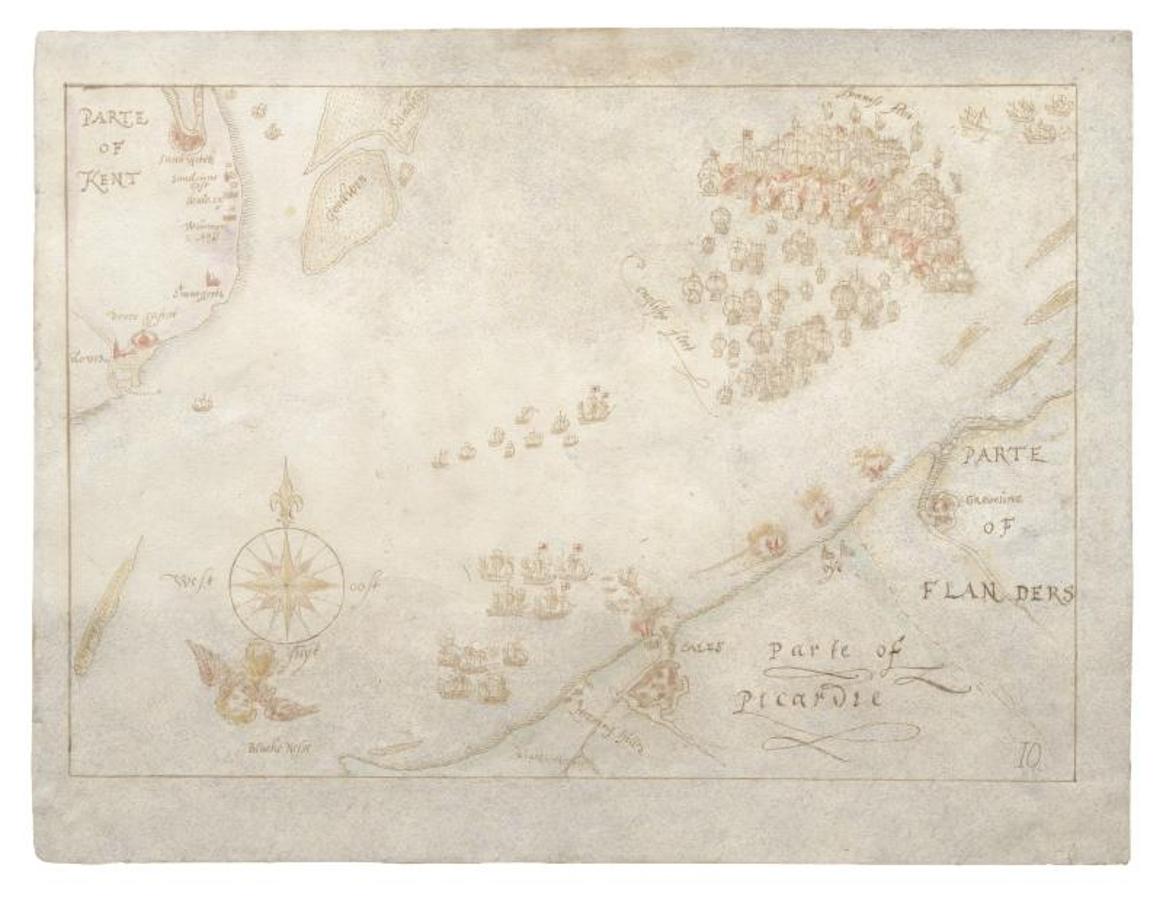 Se cree que mapas se basaron en un conjunto de grabados del mismo año del cartógrafo isabelino Robert Adams.. 