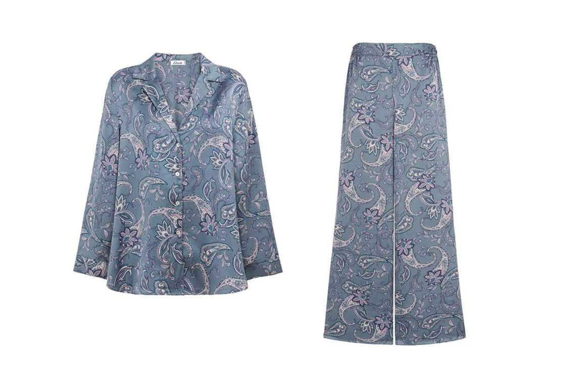 Pijama satinado modelo Dalina de Etam (precio: camisa 29,99€ y pantalón 27,99€)